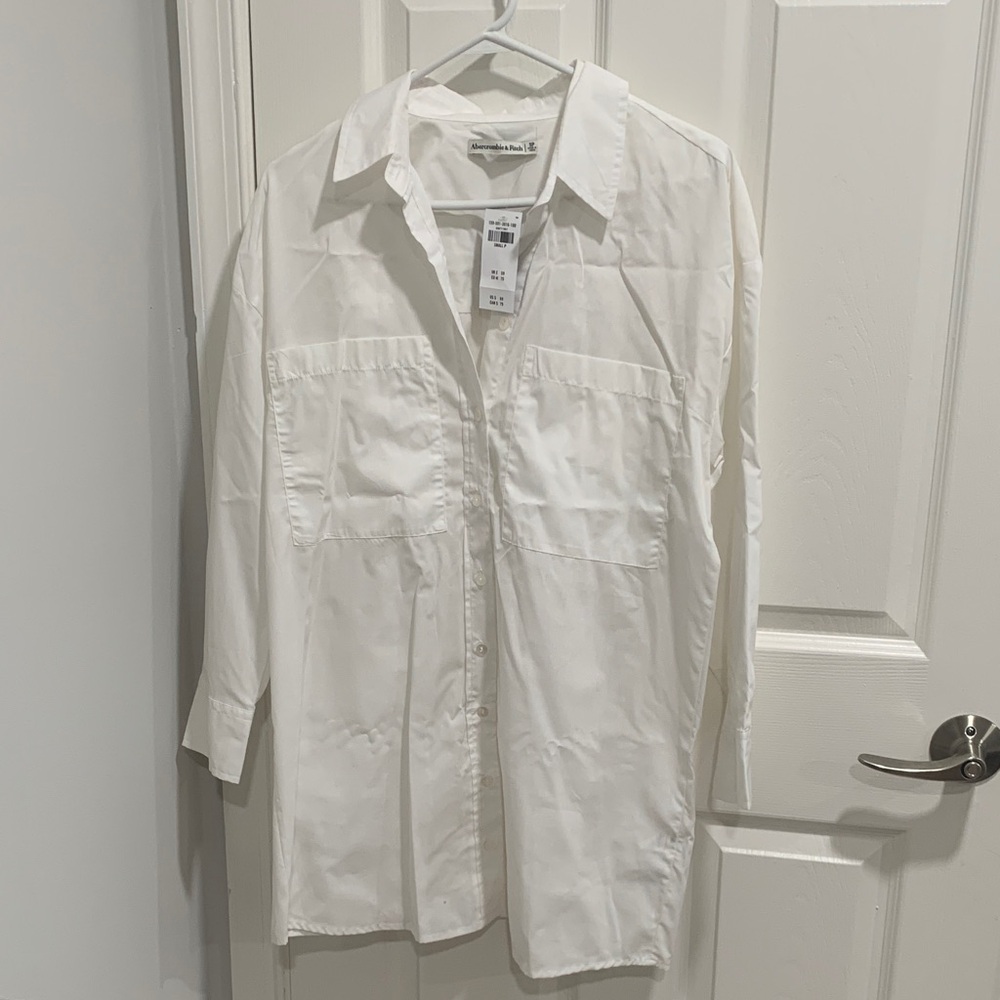 Abercrombie & Fitch White Button-Down Shirtdress